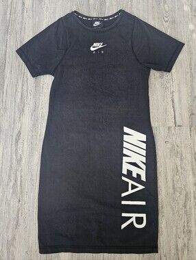 Nike Air Logo T-Shirt Dress Black Women's Small Graphic Midi Casual Streetwear